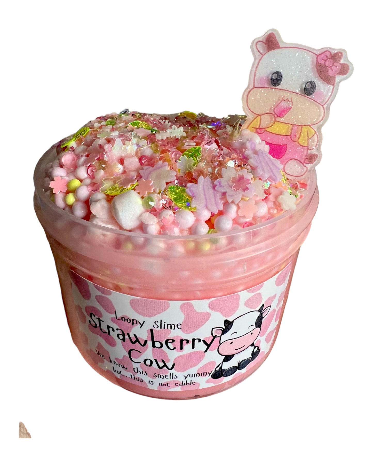 Strawberry Cow floam bead slime