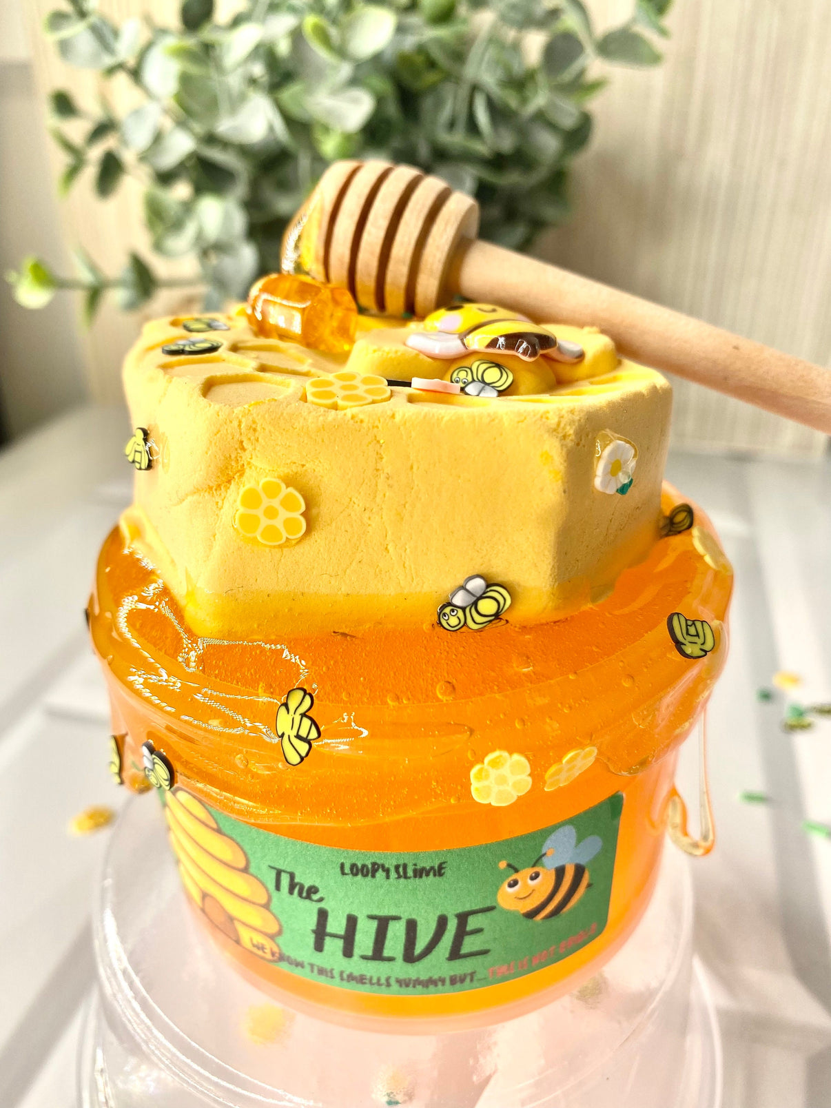 DIY Bee Hive Slime, jelly, clay, sprinkles, charms, slime shop, gift i